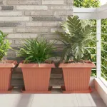 Tavă Pătrată pentru Flori 24 pcs Roșu cărămidă 32 x 32 x 2,5 cm GartenMobel Dekor