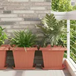 Tavă Pătrată pentru Flori 6 pcs Roșu cărămidă 36 x 36 x 2.5 cm GartenMobel Dekor