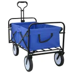 Trolley Manevrabil Pliabil Manual albastru 94 x 53 x 99 cm GartenMobel Dekor