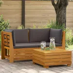 2 Bucată Set de lounge pentru grădină Lemn Solid de Acacia Maro GartenMobel Dekor