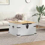 storage box cu raft Alb 78 x 78 x 45 cm Lemn de pin masiv GartenMobel Dekor
