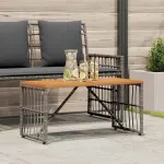 Masă de exterior Gri 80 x 40 x 40 cm Oțel și Poliratan GartenMobel Dekor