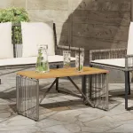 Masă de exterior Gri și Brown 80 x 40 x 40 cm poliratan GartenMobel Dekor