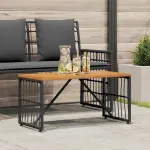 Masă de exterior Negru 80 x 40 x 40 cm Oțel și Poliratan GartenMobel Dekor