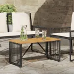 Masă de exterior Negru și Maro 80 x 40 x 40 cm poliratan GartenMobel Dekor
