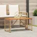 Masă de exterior natural 80 x 40 x 40 cm Oțel și Poliratan GartenMobel Dekor