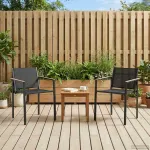 Scaune de grădină 2 pcs Negru și antracit 53,5 x 59 x 77 cm GartenMobel Dekor