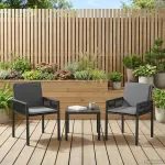 Scaune de grădină cu pernă 6 pcs Negru și Gri închis poliratan GartenMobel Dekor