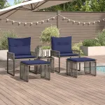 Set de Mobilier pentru Exterior 11 pcs Gri și albastru marin GartenMobel Dekor
