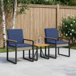 Set de Mobilier pentru Exterior 3 pcs Gri și albastru marin GartenMobel Dekor