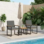 Set de Mobilier pentru Exterior 3 pcs Gri și gri închis GartenMobel Dekor