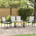 Set de Mobilier pentru Exterior 4 pcs Negru și Alb crem GartenMobel Dekor