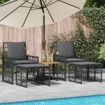 Set de Mobilier pentru Exterior 5 pcs Negru și Gri închis GartenMobel Dekor
