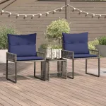 Set de Mobilier pentru Exterior 7 pcs Gri și albastru marin GartenMobel Dekor