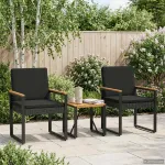 Set de Mobilier pentru Exterior cu pernă 3 pcs Negru poliratan GartenMobel Dekor