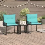 Set de Mobilier pentru Exterior cu pernă 7 pcs Negru și Turcoaz GartenMobel Dekor