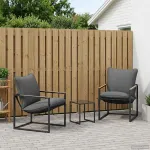 Set de canapele pentru grădină 3 pcs Negru și antracit Oțel GartenMobel Dekor