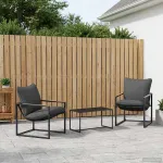 Set de canapele pentru grădină 3 pcs Negru și antracit Oțel GartenMobel Dekor