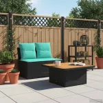 2 Bucată Canapea centrală de grădină cu masă pliabilă poliratan GartenMobel Dekor