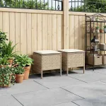 Taburet pentru grădină 2 Bucată Bej și crem 38 x 38 x 45 cm GartenMobel Dekor