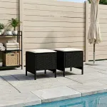 Taburet pentru grădină 2 Bucată Negru și Crem 38 x 38 x 45 cm GartenMobel Dekor