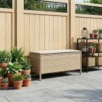 Taburet pentru grădină Bej și crem 80 x 38 x 42 cm Ratan PE GartenMobel Dekor