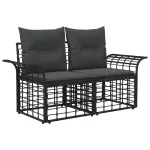 Loveseat pentru exterior 2 pcs Negru și Gri închis poliratan GartenMobel Dekor