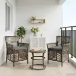 Scaun pentru exterior 2 pcs Gri și gri închis poliratan GartenMobel Dekor
