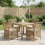 Scaun pentru exterior cu pernă 4 pcs Bej și crem poliratan GartenMobel Dekor