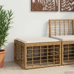 Taburet pentru grădină natural poliratan GartenMobel Dekor