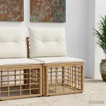 Unitate canapea modulară pentru exterior fără brațe natural GartenMobel Dekor