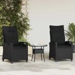 Scaun pentru Grădină 2 pcs Negru 56 x 64 x 94 cm GartenMobel Dekor