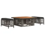 Set de masă pentru grădină 3 pcs Gri și gri închis poliratan GartenMobel Dekor