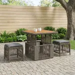 Set de masă pentru grădină 3 pcs Gri și gri închis poliratan GartenMobel Dekor