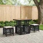 Set de masă pentru grădină 3 pcs Negru și Crem poliratan GartenMobel Dekor