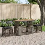 Set de masă pentru grădină 4 pcs Gri și gri închis poliratan GartenMobel Dekor