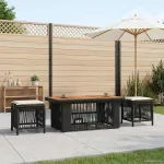 Set de masă pentru grădină 4 pcs Negru și Crem poliratan GartenMobel Dekor