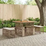 Set de masă pentru grădină cu pernă 3 pcs Bej și crem poliratan GartenMobel Dekor