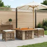 Set de masă pentru grădină cu pernă 3 pcs Bej și crem poliratan GartenMobel Dekor