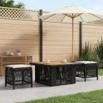 Set de masă pentru grădină cu pernă 3 pcs Bej și crem poliratan GartenMobel Dekor