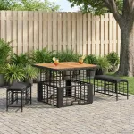 Set de masă pentru grădină cu pernă 3 pcs Negru și Gri GartenMobel Dekor