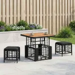 Set de masă pentru grădină cu pernă 3 pcs Negru și Gri GartenMobel Dekor