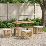 Set de masă pentru grădină cu pernă 4 pcs Natur și Alb GartenMobel Dekor