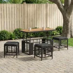 Set de masă pentru grădină cu pernă 4 pcs Negru și Gri GartenMobel Dekor