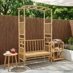 Arc de Grădină cu Bancă natural 115 x 50 x 205 cm Bambus GartenMobel Dekor