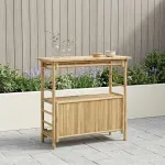 Masă de bar exterioară cu raft natural 110 x 50 x 105 cm Bambus GartenMobel Dekor