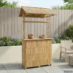 Masă de bar exterioară natural 115 x 95 x 214 cm Bambus GartenMobel Dekor