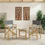 Scaun pliabil pentru directori 2 pcs natural Bambus GartenMobel Dekor