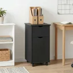 Cabinet mobil cu roata Gri 34 x 39 x 65,5 cm Lemn de pin masiv GartenMobel Dekor