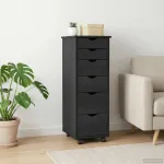 Cabinet mobil cu roata Gri 34 x 39 x 93,5 cm Lemn de pin masiv GartenMobel Dekor
